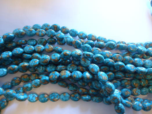 (image for) Turquoise mosaic oval beads #QB1180